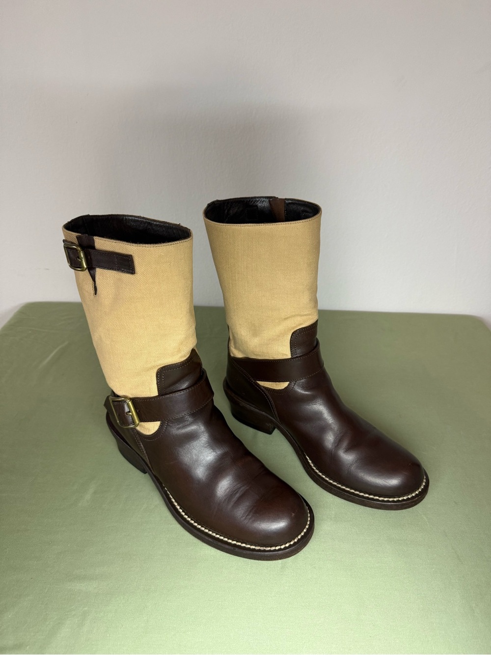 Vintage RALPH LAUREN Made in Italy Leather & Canvas Heritage Boots – W Size 9